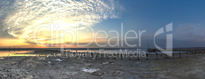 Panoramic view of the salt lake at sunset