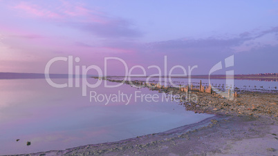 Panoramic view of the salt lake at sunset