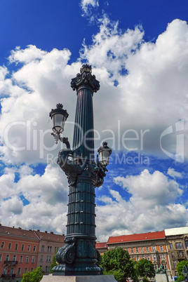 Lamps on Margaret Bridge in Budapest