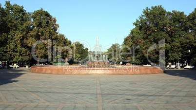 fountain in parl at autumn dry sunny day