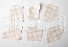 empty torn pieces of paper from notebook to cell