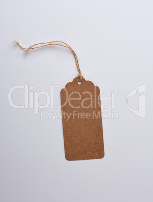 empty paper rectangular brown tag on a rope