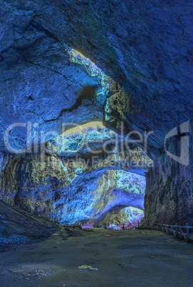 Mystical cave in bright fantastic colors