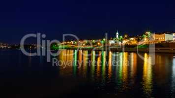 The city of Kazan during a beautiful summer night with multicolor illumination