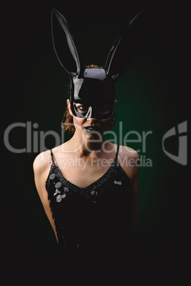 Sexy girl in a black bunny mask