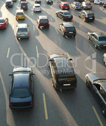 traffic on street repair at day