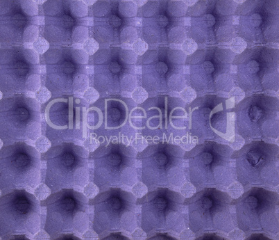 purple protective tray for raw chicken eggs with cells, full fra