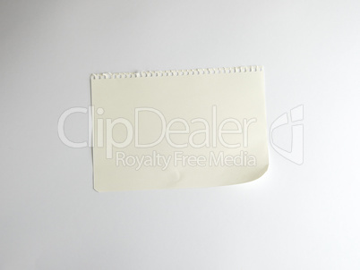 empty rectangular white sheet torn out of notepad