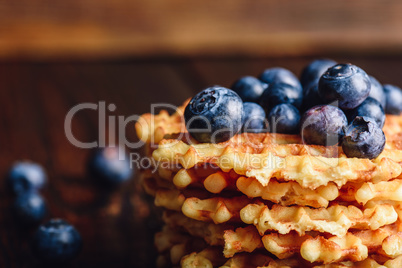 Stack of Belgian Waffles with Blueberry.