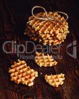 Belgian Waffles on Wooden Surface.