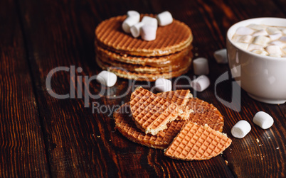 Syrup Waffles and Hot Cocoa with Marshmallow.