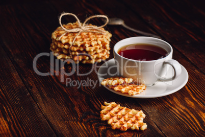 Breakfast with Waffles and Tea.