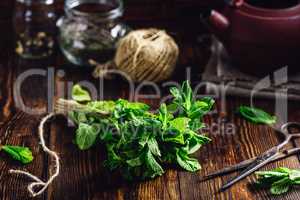 Bunch of Mint in rustic setting