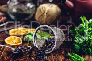 Dry Tea in Teapot Strainer