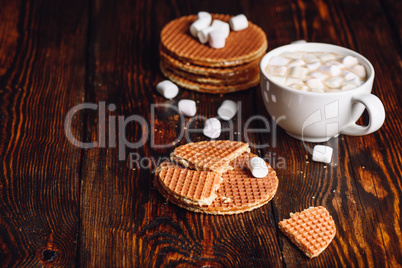 Stroop Waffles and Hot Chocolate with Marshmallow.