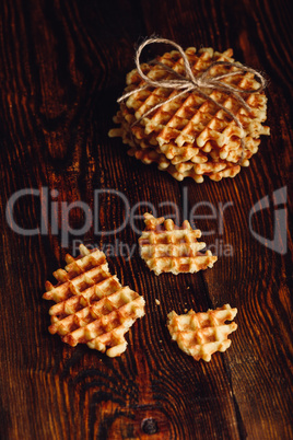 Waffles on Wooden Surface.