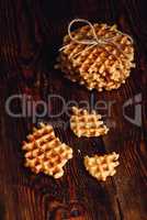 Waffles on Wooden Surface.
