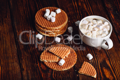 Waffles and Hot Cocoa with Marshmallow.