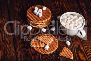 Waffles and Hot Cocoa with Marshmallow.