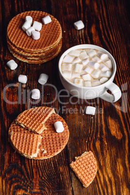 Dutch Waffles with Coffee and Marshmallow.