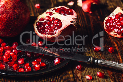 Opened Pomegranate with Seeds.