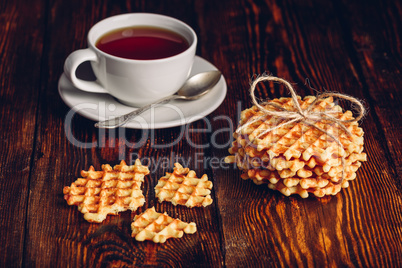 Rustic Breakfast with Waffles and Tea.
