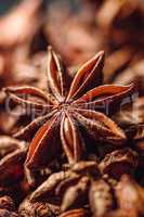 Background of Star Anise Fruits and Seeds.