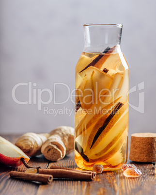 Water infused with Pear, Ginger and Cinnamon.