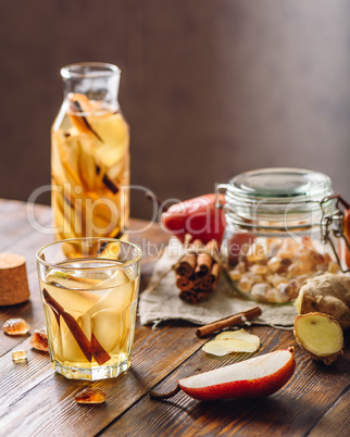 Detox Water with Pear, Cinnamon, Ginger.