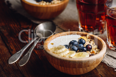 Granola with Banana and Blueberry.