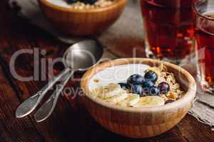 Granola with Banana and Blueberry.