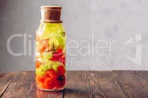 Bottle Of Water with Tomato and Celery.