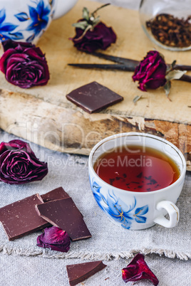 Cup of Tea with Chocolate Bars.