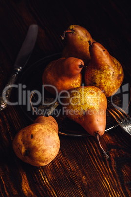 Few Golden Pears on Table.