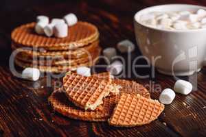 Waffles and Hot Cocoa with Marshmallow.