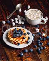 Waffles with Blueberry and Cup of Coffee.