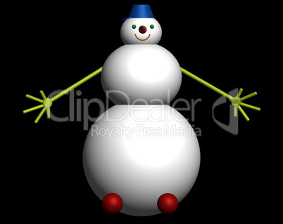 3D snowman on black