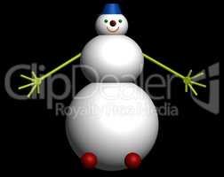 3D snowman on black