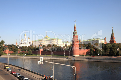 Kremlin tower,  quay and river