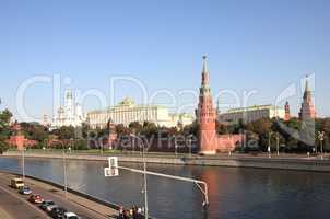 Kremlin tower,  quay and river