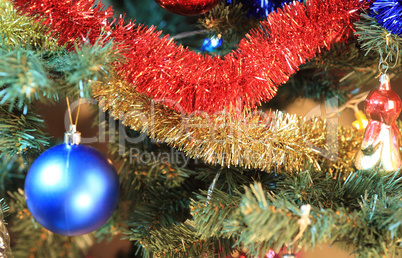 toys on green christmas fir