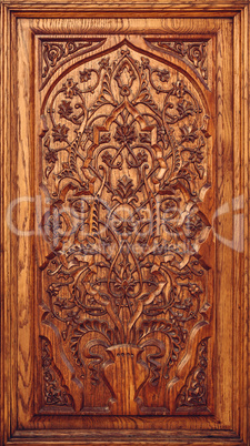 Wooden Panel Carved with Floral Ornament