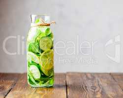 Detox Water Infused with Lemon, Cucumber and Mint.