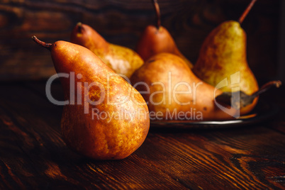 Few Golden Pears on Table.