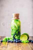 Water with Lime, Mint and Blueberry.