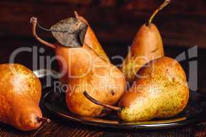 Few Golden Pears on Table.