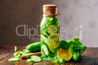 Drink with Lemon, Cucumber and Mint.