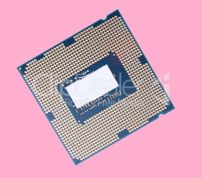 central Processor unit isolated on pink background at dry sunny