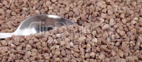 buckwheat background and teaspoon