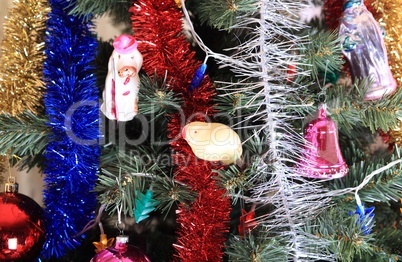 toys on green christmas fir